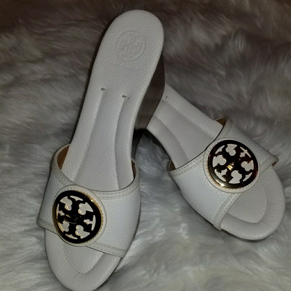 Tory Burch Shoes - Tory Burch Selma White Leather Wedges